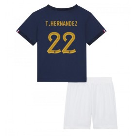 Frankrike Theo Hernandez #22 Hemmakläder Barn VM 2022 Kortärmad (+ Korta byxor)